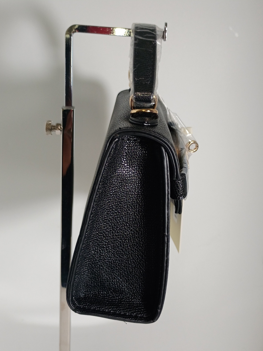 Black Top-Handle Women's Mini Bag with Gold Hardware - Picture 5 of 9